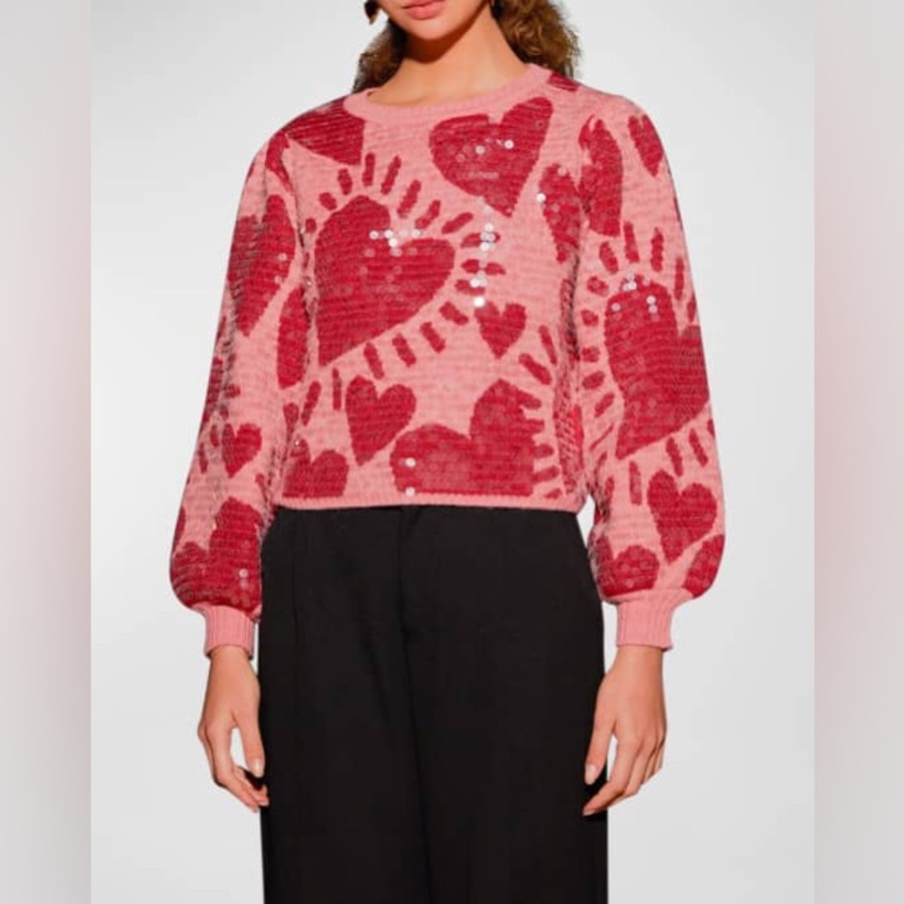 Sequined heart sweater -  NWT